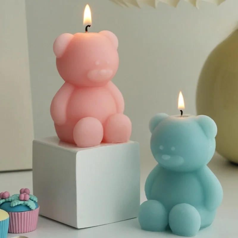 Description Picture 3 of itemCute Cartoon Bear Silicone Candle Mold DIY Gypsum Cement Resin Handmade Soap Mold Birthday Party Wedding Gift Making Kit