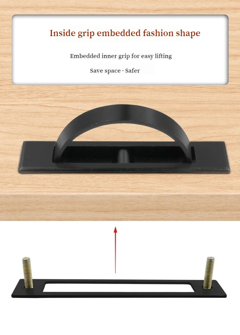 Description Picture 4 of itemTatami Hidden Embedded Handles Zinc Alloy Door Pull Cover Floor Drawer Cabinet Handle Dark Recessed Knobs Furniture Hardware