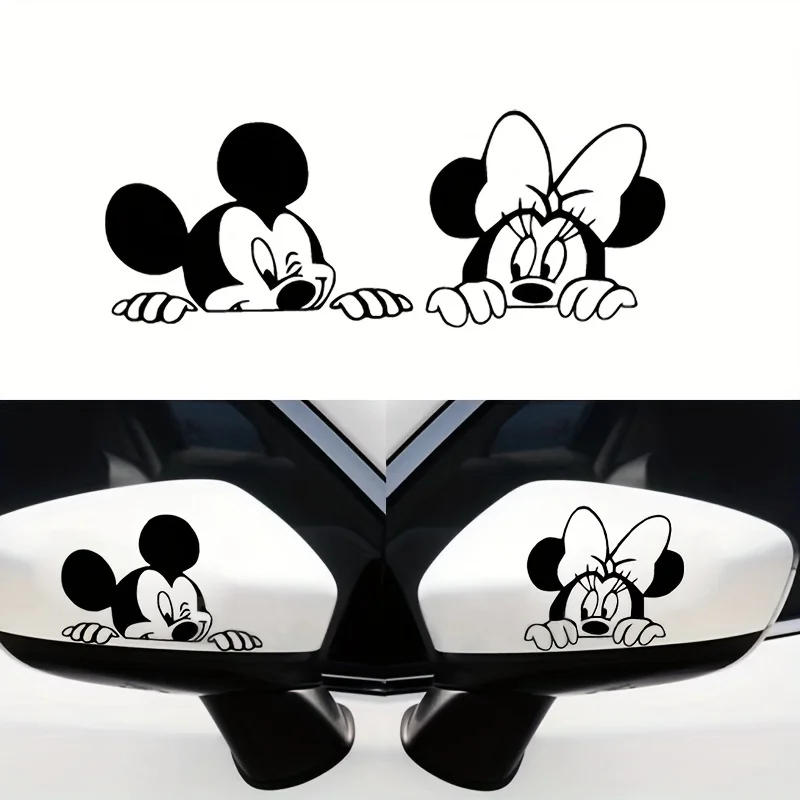 Description Picture 2 of itemCartoon Mickey Minnie Mouse Peeking Vinyl Sticker For Car Window Bumper Decoration, For Laptop Door Switch Decor