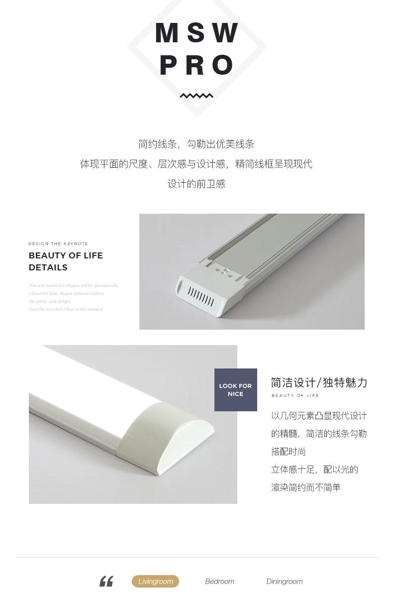 Description Picture 3 of itemLED Strip Ceiling Light Super Bright Energy-saving Fluorescent Lamp Office LED Corridor Ceiling Light Lustres Kids Room Lamp