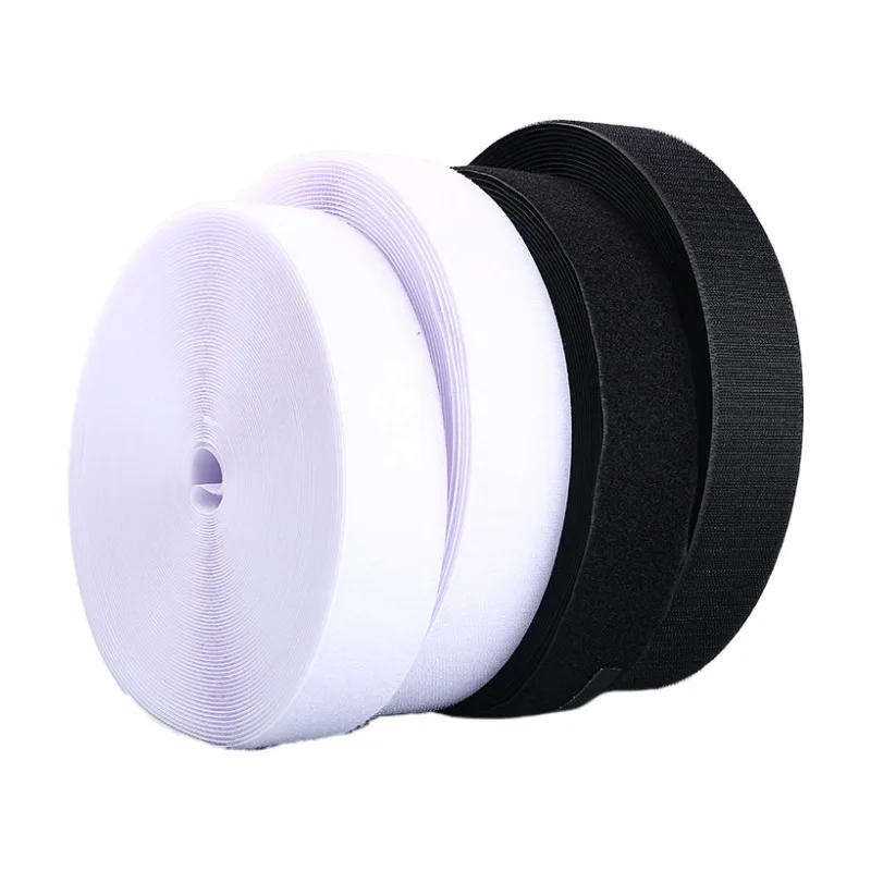 Description Picture 2 of item25Meter Non-Adhesive Fastener Tape Sewing Hook and Loop Black White No Glue Magic Tape Sticker Accessory 16/20/30/50/100mm