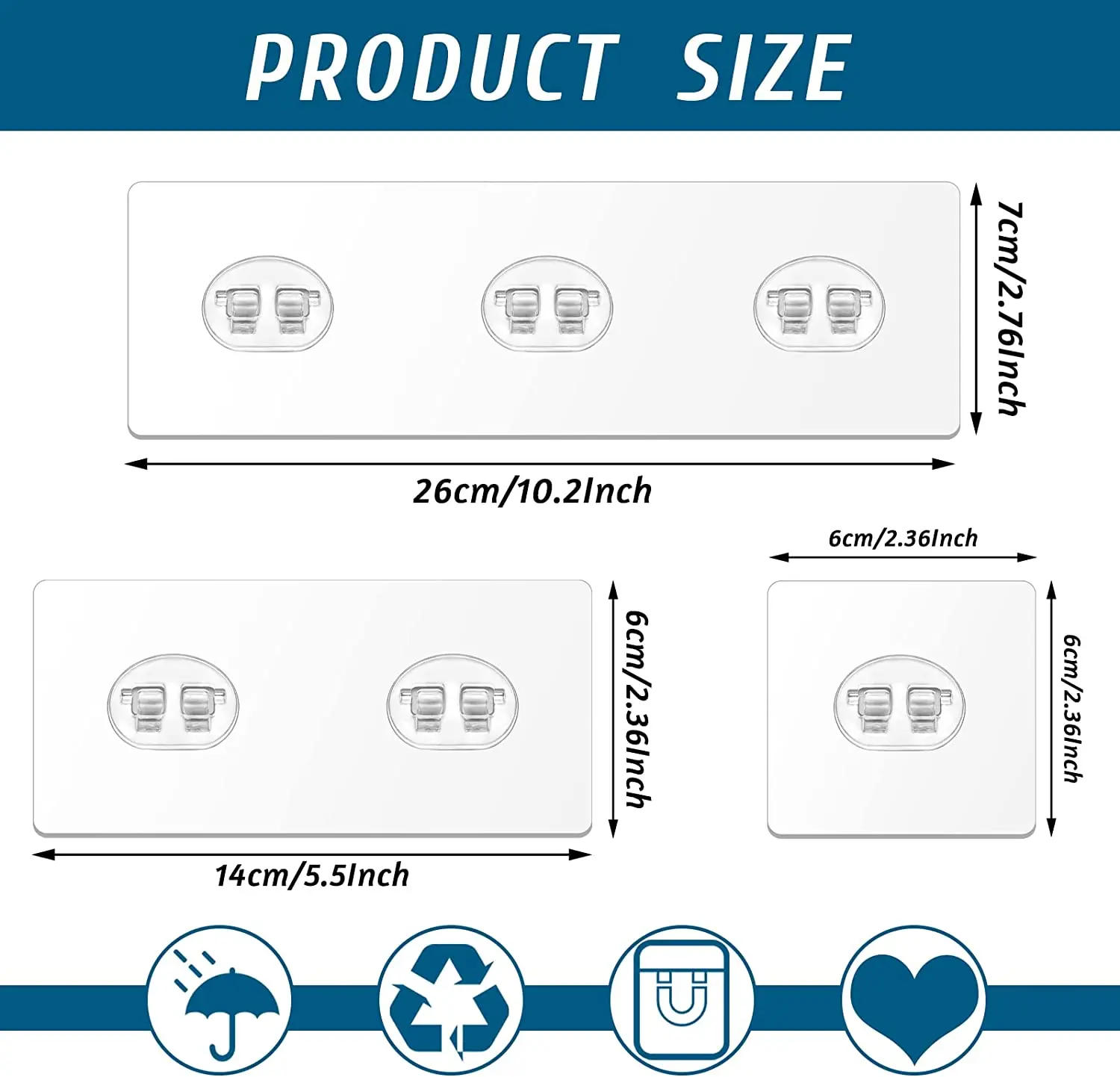 Description Picture 2 of item30 Pack Adhesive Hook Stickers Strong Adhesive Wall Hooks Shower Adhesive Replacement No Drilling Adhesive Hanging Hooks