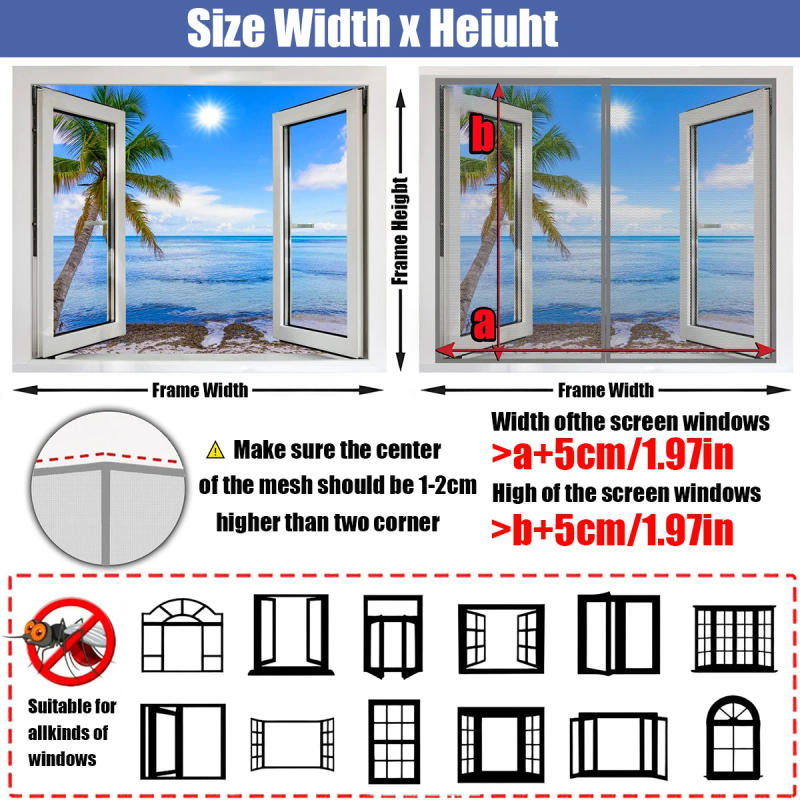 Description Picture 6 of itemMagnetic Window Screen, Screen Door Mesh Window Screen Curtain, Magnetic Closing Door Screen to Keep Bugs Out, Black