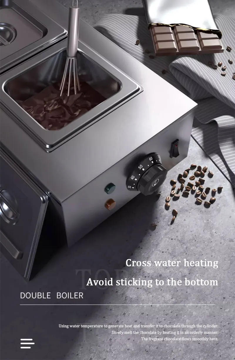 Description Picture 5 of itemChocolate Melting Pots Commercial Double Hot Chocolate Dipping Melting Machine Cylinder Electric Warmer Melter 2 Lattices