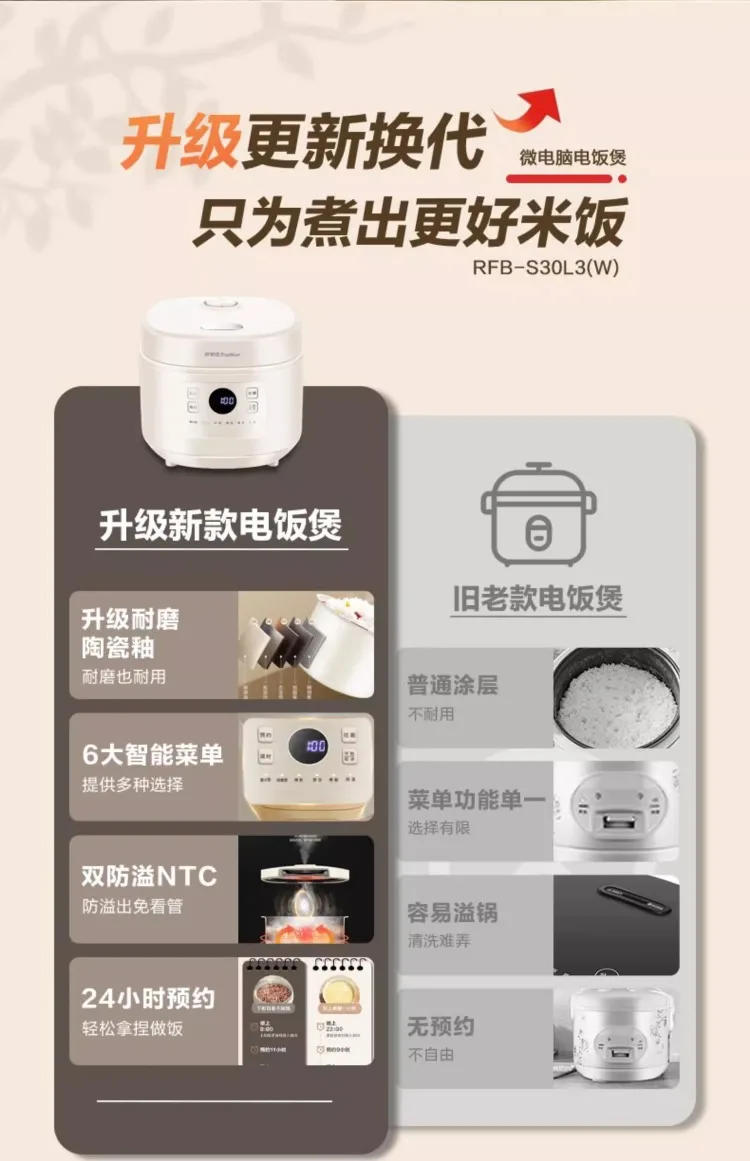 Description Picture 6 of itemRice cooker household small multi-function rice cooker 4 people steaming and cooking all-in-one 3 liter intelligent rice cooker