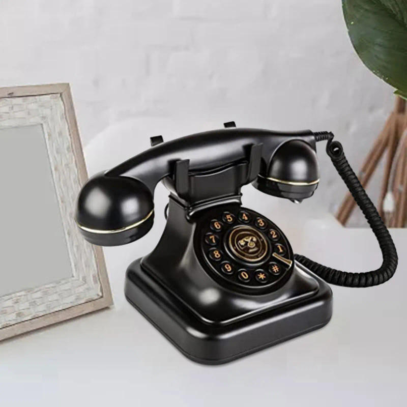 Description Picture 2 of itemCorded Retro Telephone Old Fashioned Fixed Phone Button Dialing with Redial Function for Decorations With Mechanical Bell