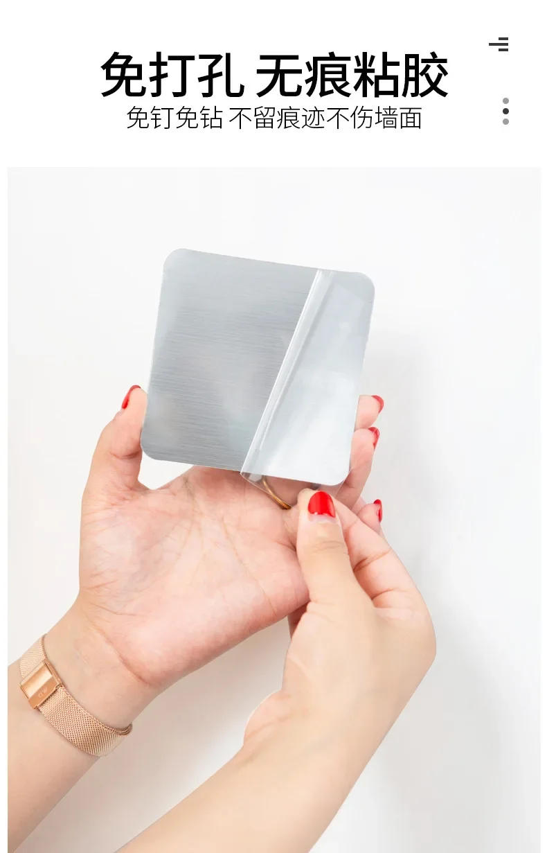 Description Picture 6 of item1pcs Self Adhesive Hooks Punch-free Mop Holder Bathroom Shelf Wall-Mounted Mop Broom Hanger Bathroom Storage Home Accessories