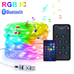 Smart WS2812B RGBIC USB LED Strip Light Bluetooth APP Control Addressable String Lighting Home Curtain Christmas Tree Decorative
