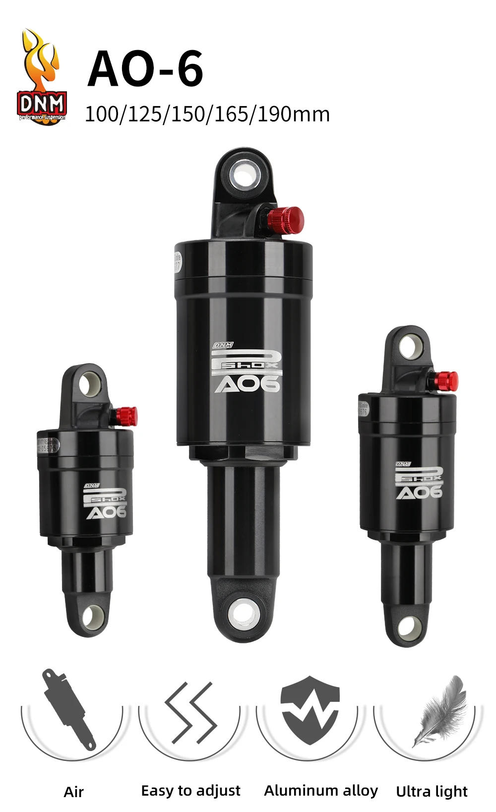 Description Picture 2 of itemDNM AO-6 Mountain Bike Air Rear Shock Absorber 100mm/125mm/150mm/165mm/190mm Folding Electric Scooter Shock Absorbers