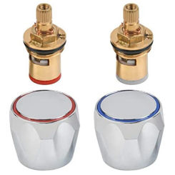 2Set Tap Reviver Conversion Kit 1/2 Inch Replacement Heads Thread Basin Sink Washer Hot Cold Faucet  Handle Knob Copper Valves
