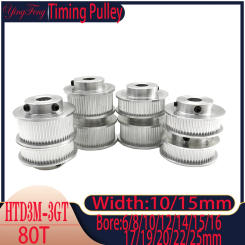3GT Timing Belt GT3 80 Tooth Belt Pulley Synchronous Wheel Width 10/15mm Aperture 6mm-25mm Gear 3D Printer Transmission Parts