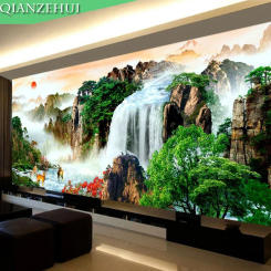 QIANZEHUI,Needlework,DIY Precision printing Landscape painting Cross stitch,rising sun Sets For Embroidery kits Cross-Stitch