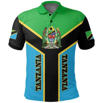 Tanzania Flag Map 3D Printed Polo Shirts For Men Clothes Africa Country Dashiki POLO Shirt National Emblem Short Sleeve Male Top