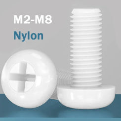 M2 M2.5 M3 M4 M5 M6 M8 Nylon Plastic insulation White Cross Round Screws Bolts  Phillips Pan Head Metric Threaded 20-100Pcs