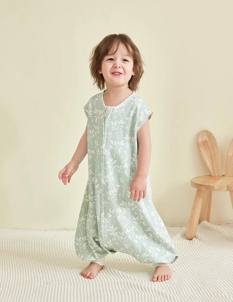 Description Picture 2 of itemSleeping Bag For Children 1-6Years Kids Jumpsuit Summer Thin Vest Baby Sleepsack Breathable 100% Cotton Fresh Grass Print Design