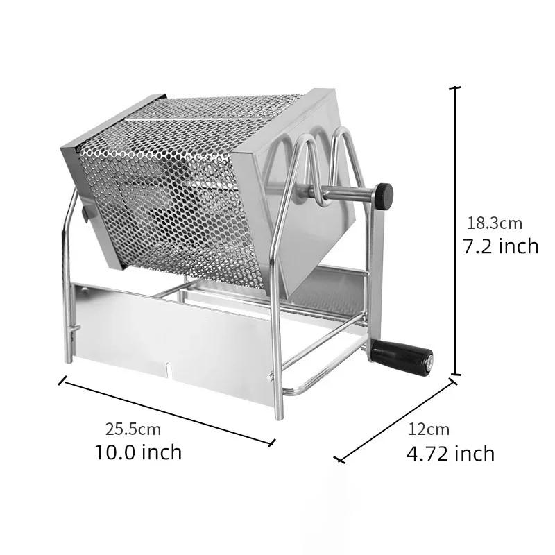 Description Picture 6 of item1pc Coffee Bean Roaster Hand Crank Open Flame Stainless Steel Rotary Cage Home Raw Bean Roasters No Heat Source