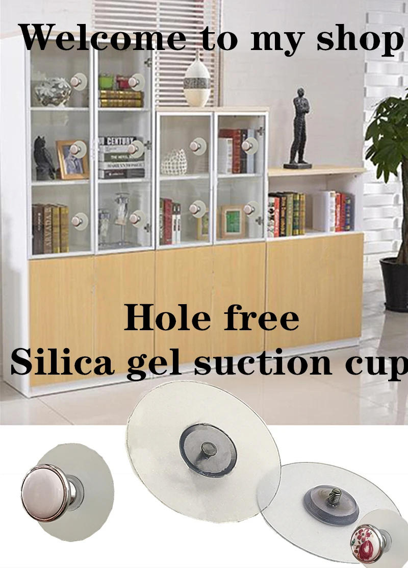 Description Picture 2 of itemPunch Free Silicone Base For Furniture Handles Door Sliding Window Cabinet Pulls Single Drawer Knobs Cupboard Kitchen Hardware