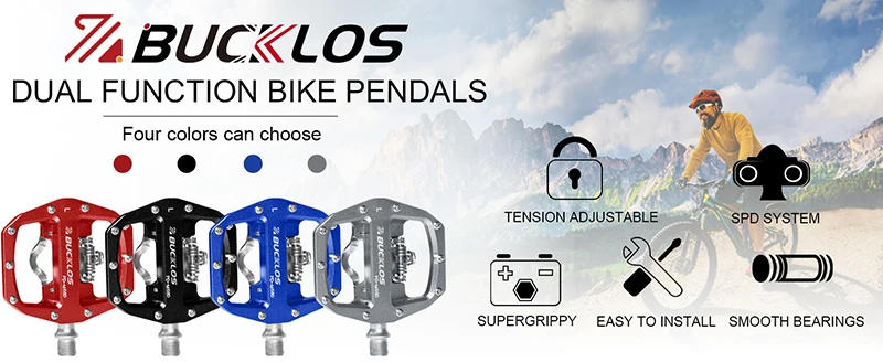 Description Picture 2 of itemBUCKLOS Mtb Pedals for Bicycle Dual Function Mountain Bike Pedal Platform Clip Flat Pedals Fit SPD MTB Bicycle Paddle Bike Part