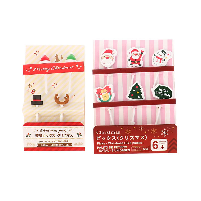Description Picture 6 of item4/6 Pcs Christmas Fruit Fork Creative Lunch Bento Accessories Festive Party Decoration Cute Fruit Fork Cupcake Insert Toothpicks