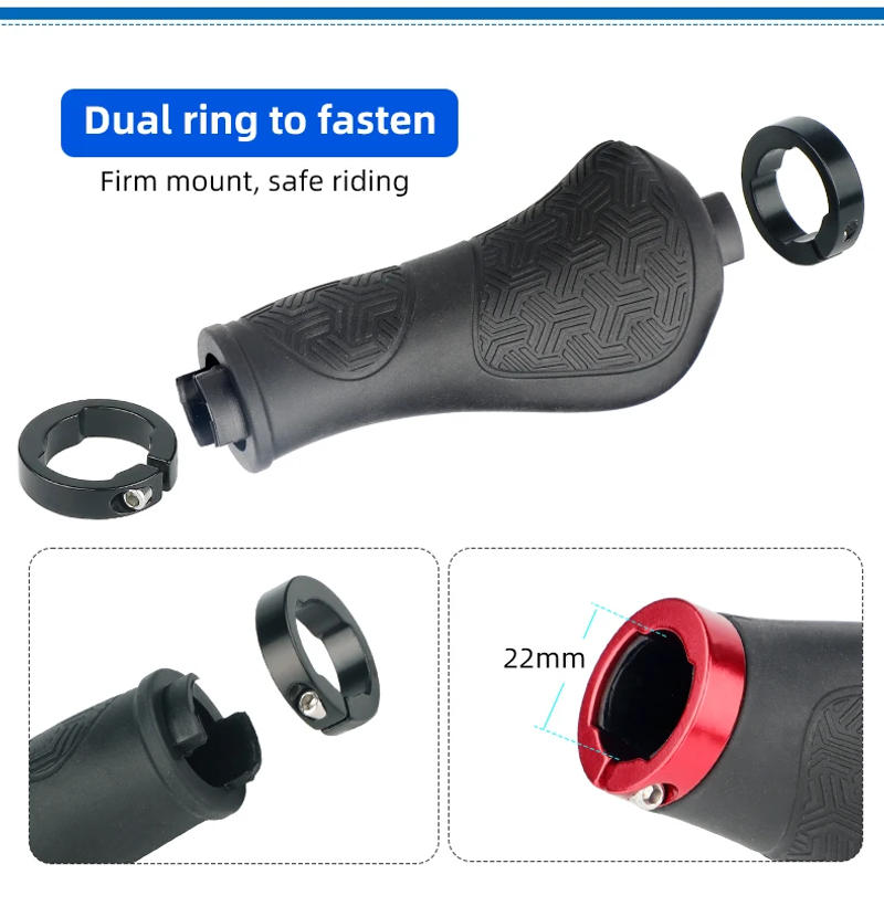 Description Picture 5 of itemDeemount Handlebar Grips Long 133mm Short 93mm for Twist Shifter Dual Ring Lock Hand Rest Fit MTB, BMX, e-Bike Commuter Bike