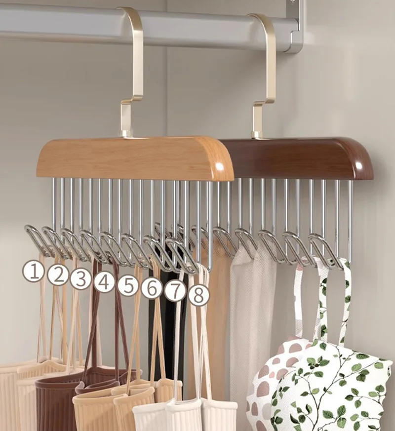 Description Picture 3 of itemWooden 8 Hook Storage Clothes Hanger Home Use Wood Hook Multifunctional Wooden Underwear Hanger For Clothes Storage Home Storage