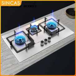 Household Gas 3 Burner Stove for Kitchen Cooktop Upgrade Timing Flip Kitchen Gas Cooker Energy-saving Embedded Fierce Fire Stove