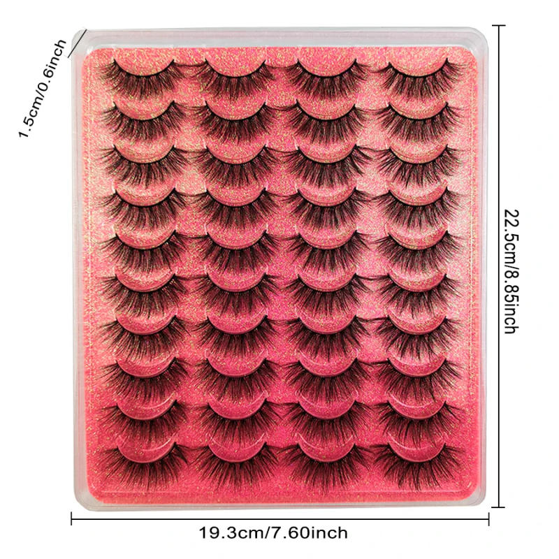 Description Picture 3 of item20 pairs of fake eyelashes mixed package, naturally curled and reusable, eye-catching makeup look