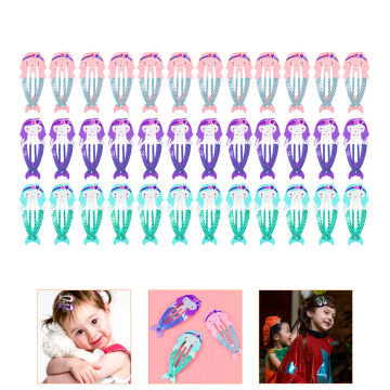 24 Pcs Hair Pin Mermaid Clip Snap Clips Barrettes Accessories Kids Metal for Girls Child