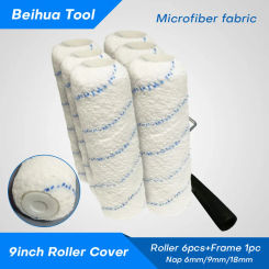 7PCS/set 9inch Paint Roller Brush Kit for Wall Decoration Microfiber fabric Nap 6mm/9mm/18mm US Roller Cover Roller Frame