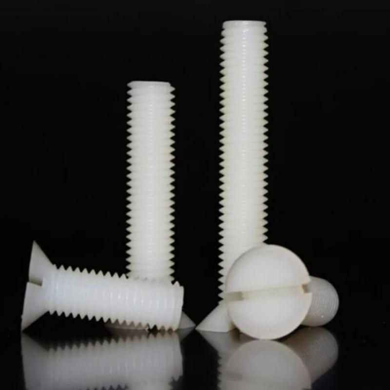 Description Picture 4 of item20/50/100pcs M2 M3 M4 M5 M6 M8 M10 PA66 White Nylon Slotted Countersunk Head Flat Head Screw Plastic Insulated Flat Head Screw
