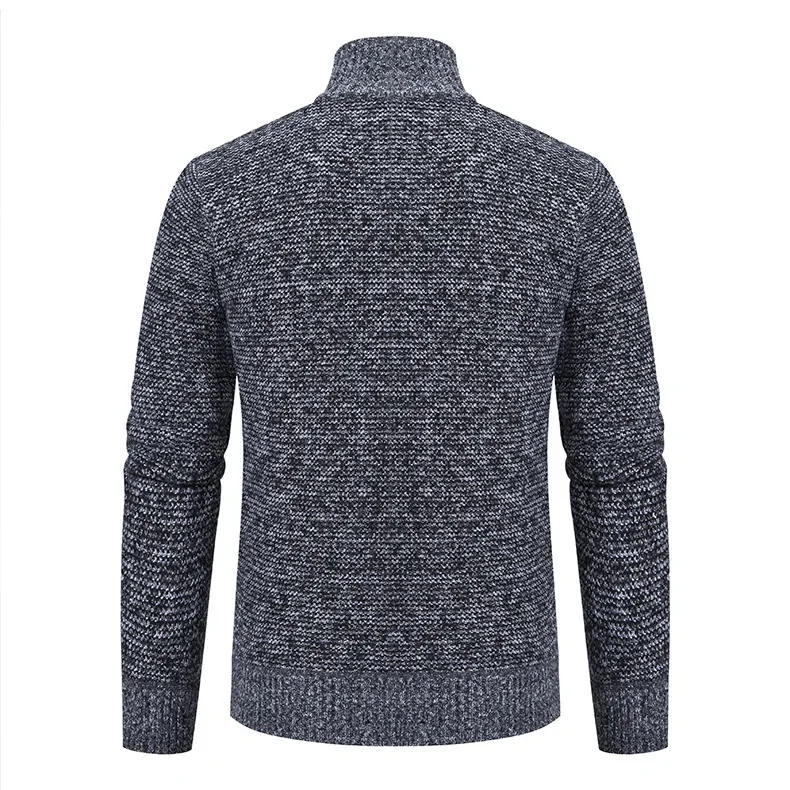 Description Picture 4 of item2023 New Cotton Thickened Men's Sweater Jacket Large Long Sleeve Zippered Knitted Coat Stand Up Collar Cardigan