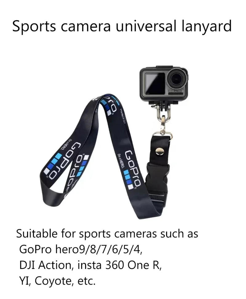 Description Picture 2 of itemFor GoPro Hero 13 Detachable Lanyard Anti-lost Neck Strap For Insta360 Ace Pro/Action 5 Pr Camera Quick Release Buckle Accessory