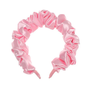 Solid Color Silk Padded Pleated Hairband for Women Fashion Scrunchy Headband Retro Hair Loop Female Hair Accessories