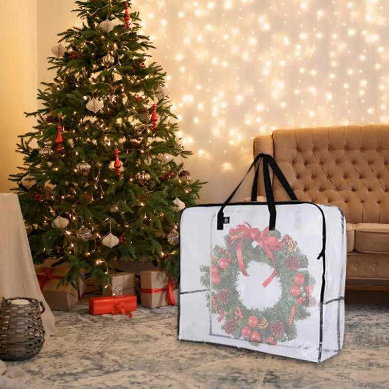 Description Picture 5 of item3pcs Wreath Storage Container Wreath Holder Storage Moving Bags Decorative Wreath Storage Bag Translucent Garland Container