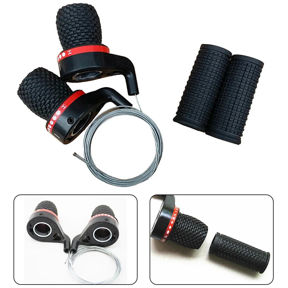Description Picture 6 of item1 Pair Derailleur Grips Bicycle Transmission Twist Grip Gear Shifters Lever Bike Compatible Cycling Speed Control Knob Travel