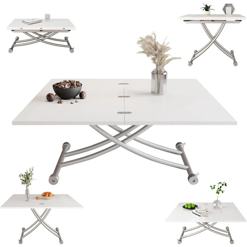 Description Picture 2 of itemFolding Dining Table Lift Top Coffee Table Converts to Dining Table with Sturdy Cross Metal Legs, Multi-Functional Space Saving