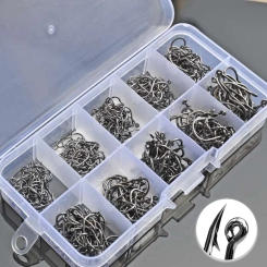 600/100Pcs Fishing Hooks Set Mixed Size High Carbon Steel Carp Rope Carp Fishhook Fishing Accessories Offset Circle Hook