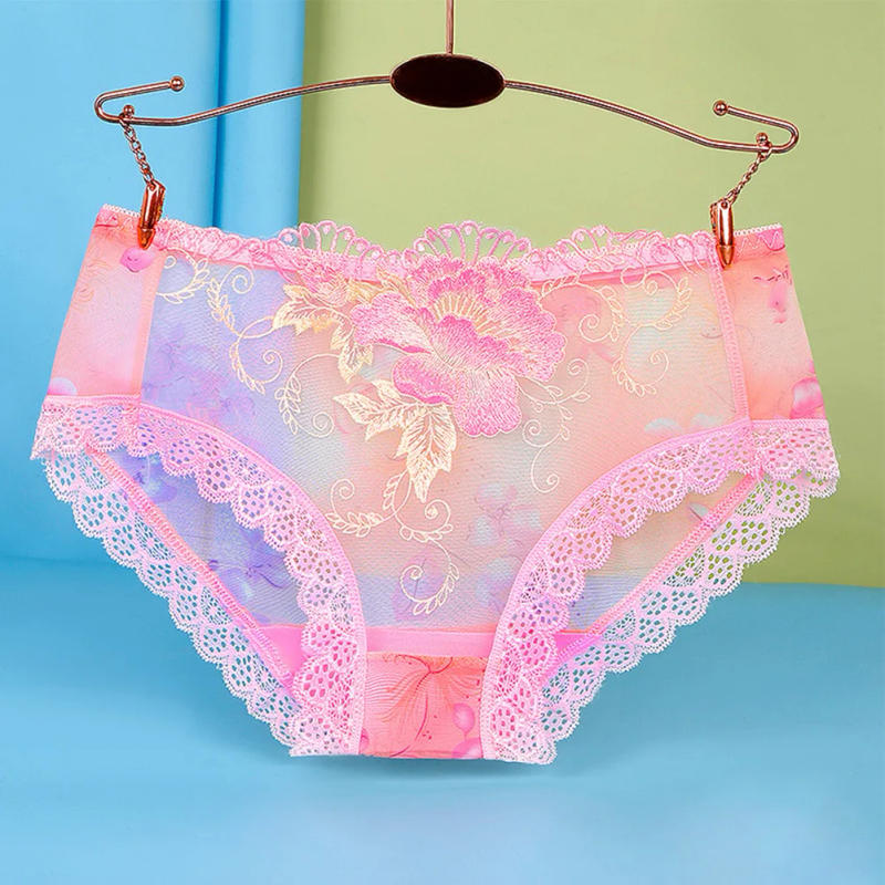 Description Picture 3 of itemTransparent Mesh Briefs Women Ultra Thin Underwear Flower Lace Skin-Friendly Panties See Through Underpants Woman's Sexy Knicker
