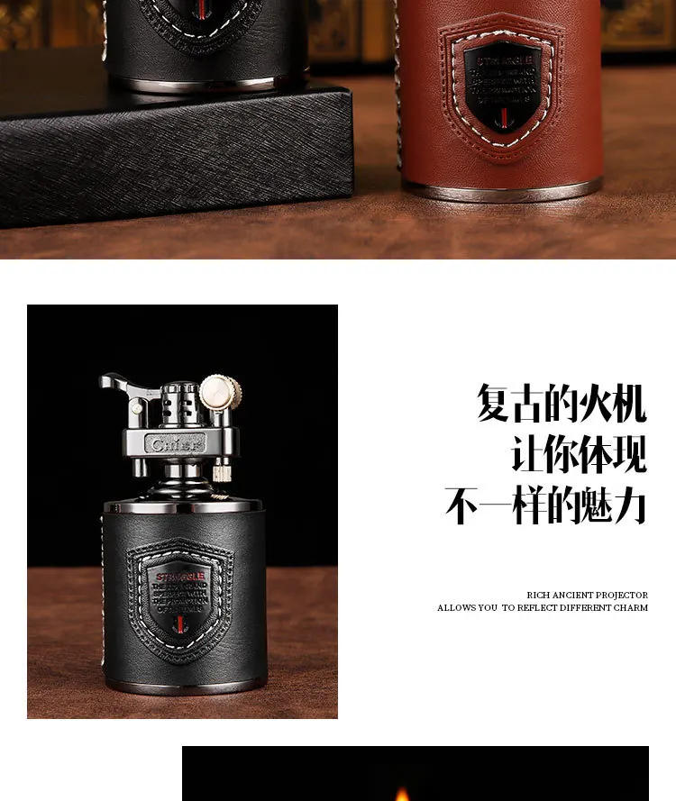 Description Picture 4 of itemCandlestick Kerosene Lighter Windproof Retro Creative Grinding Wheel Lighter Men's Gift Table Decoration Cigar Accessories