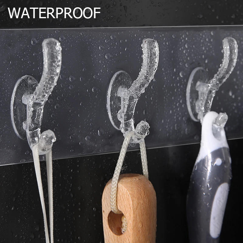 Description Picture 4 of item3/4/5/6 Hooks Wall Hooks Transparent Hooks Sticky Hook Self Adhesive Hanging Rack Wall Hangers Door Wall Bathroom Kitchen Holder