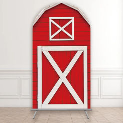 Mehofond Custom Red Barn Farm Door Kids Birthday Party Covers Arch Background Baby Shower Party Decor Backdrop Photo Doublesides