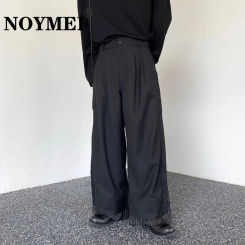 NOYMEI Dark Striped Patchwork Wide Leg Straight Wide Leg Men's Trousers Personalized Double Layered Male Casual Pants WA4313