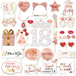 35Pcs Women 18 21 30 Years Old Birthday Theme Photobooth Props Princess Crown Boothbooth Accessories Birthday Decorations Adult