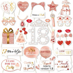 35Pcs Women 18  21 30 Years Old Birthday Theme Photobooth Props Princess Crown Boothbooth Accessories Birthday Decorations Adult