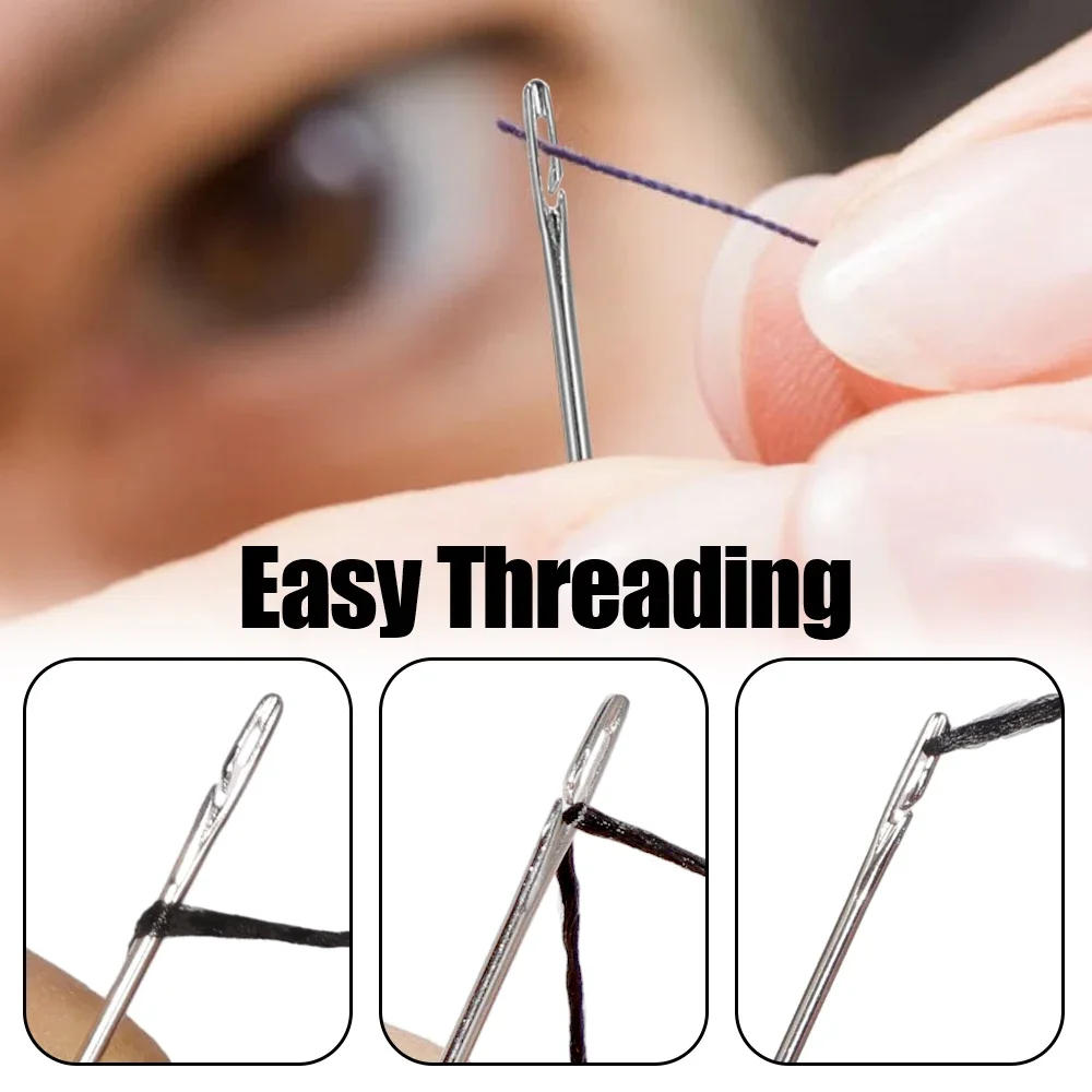 Description Picture 6 of item30/12Pcs Side Hole Blind Sewing Needles Stainless Steel Elderly Self Threading Needles Household DIY Beading Threading Needle