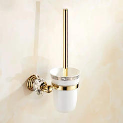 New Luxury Gold Crystal Toilet Brush Holder Toilet Cleaning WC Wall Mounted Toilet Wand Holder For Bathroom Accessories