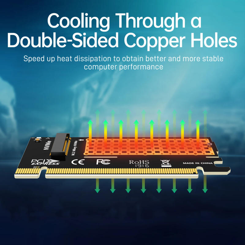 Description Picture 4 of itemJEYI M.2 NVME To PCIE 4.0 X16 Adapter, PCIe X16 Gen4 Expansion Card with Aluminum Heatsink Case, For Samsung 980 PRO, 970 EVO