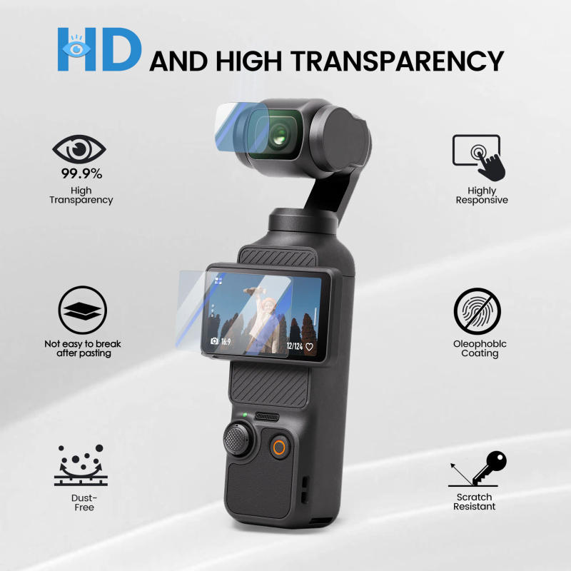 Description Picture 3 of item9H HD Tempered Glass for DJI OSMO Pocket 3 Screen Protector For DJI Pocket 3 Gimbal Camera Lens Protect Glass Accessories
