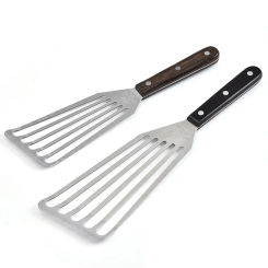 Stainless Steel Slotted Turner & Fish Spatula With Wooden Handle - Kitchen Tools Cooking spatula Leakage steak shovel