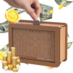 Wooden Cash Savings Box 1000/2000/3000 Euro/Usd Money Saving Case Reusable Money Save Box with Goal and Numbers tirelire